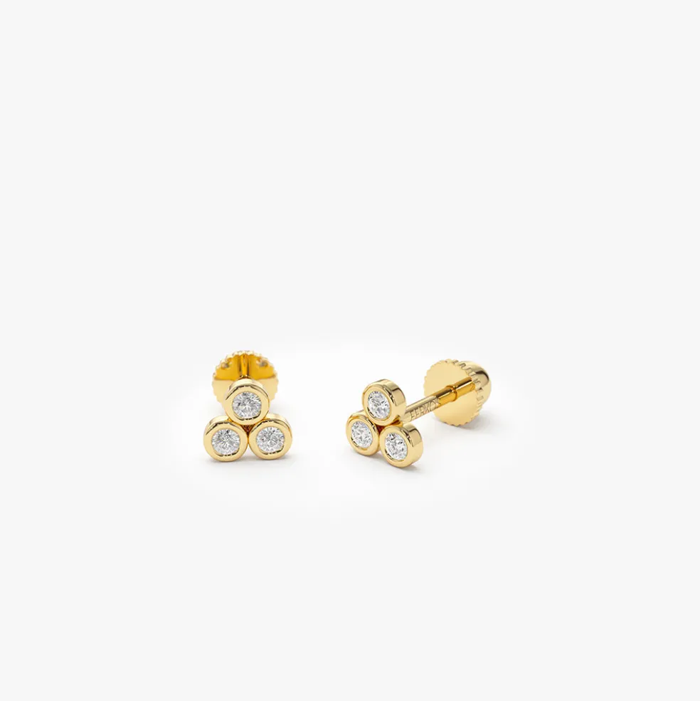 14K Dainty Diamond Trio Helix Piercing