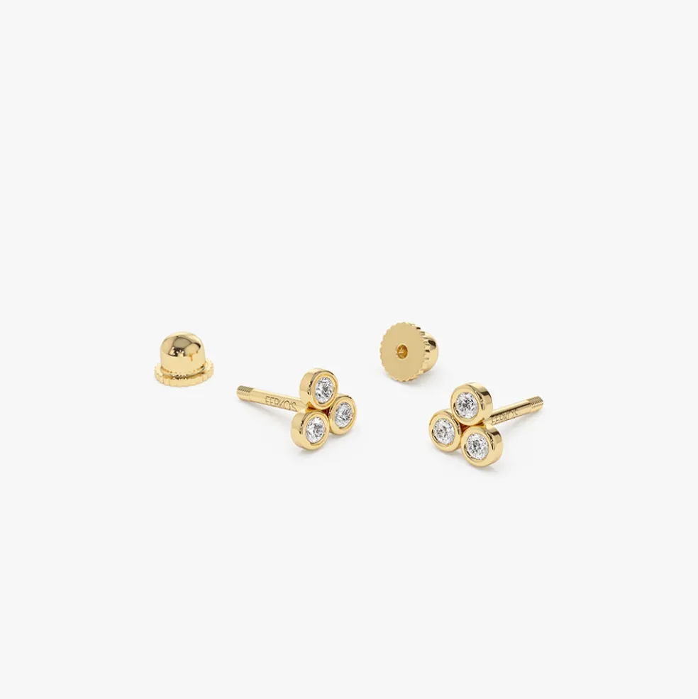 14K Dainty Diamond Trio Helix Piercing