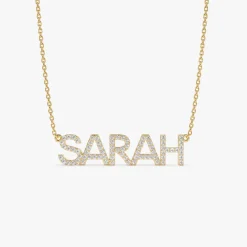 14K Dainty Layering Diamond Name Necklace
