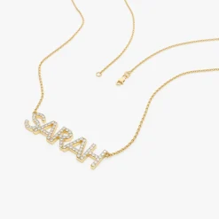 14K Dainty Layering Diamond Name Necklace