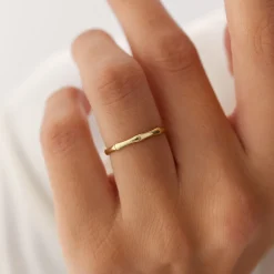 14k Dainty Minimal Bamboo Gold Ring