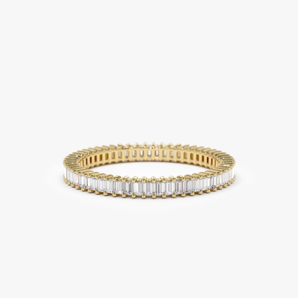 14k Dainty Stackable Full Eternity Baguette Diamond Ring
