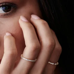 14k Dainty Stackable Full Eternity Baguette Diamond Ring