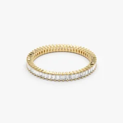 14k Dainty Stackable Full Eternity Baguette Diamond Ring