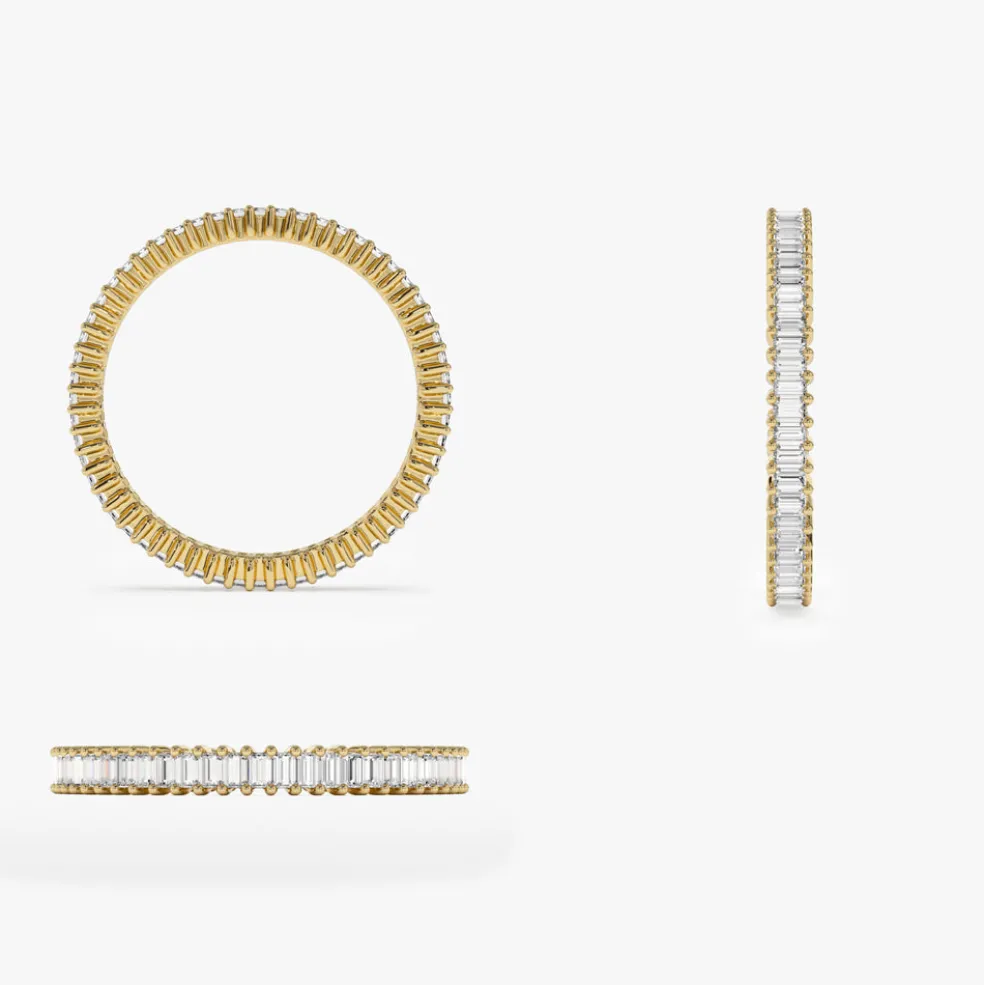 14k Dainty Stackable Full Eternity Baguette Diamond Ring
