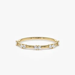 14k Dainty Stacking Diamond Wedding Band