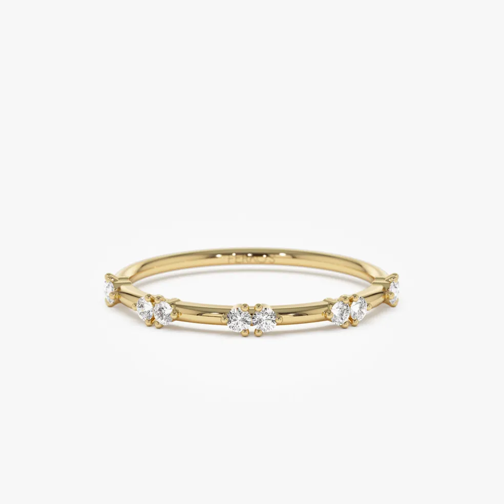 14k Dainty Stacking Diamond Wedding Band