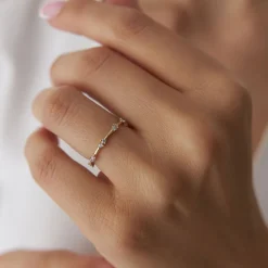 14k Dainty Stacking Diamond Wedding Band