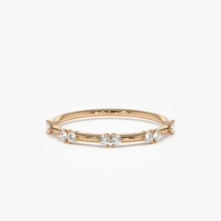 14k Dainty Stacking Diamond Wedding Band