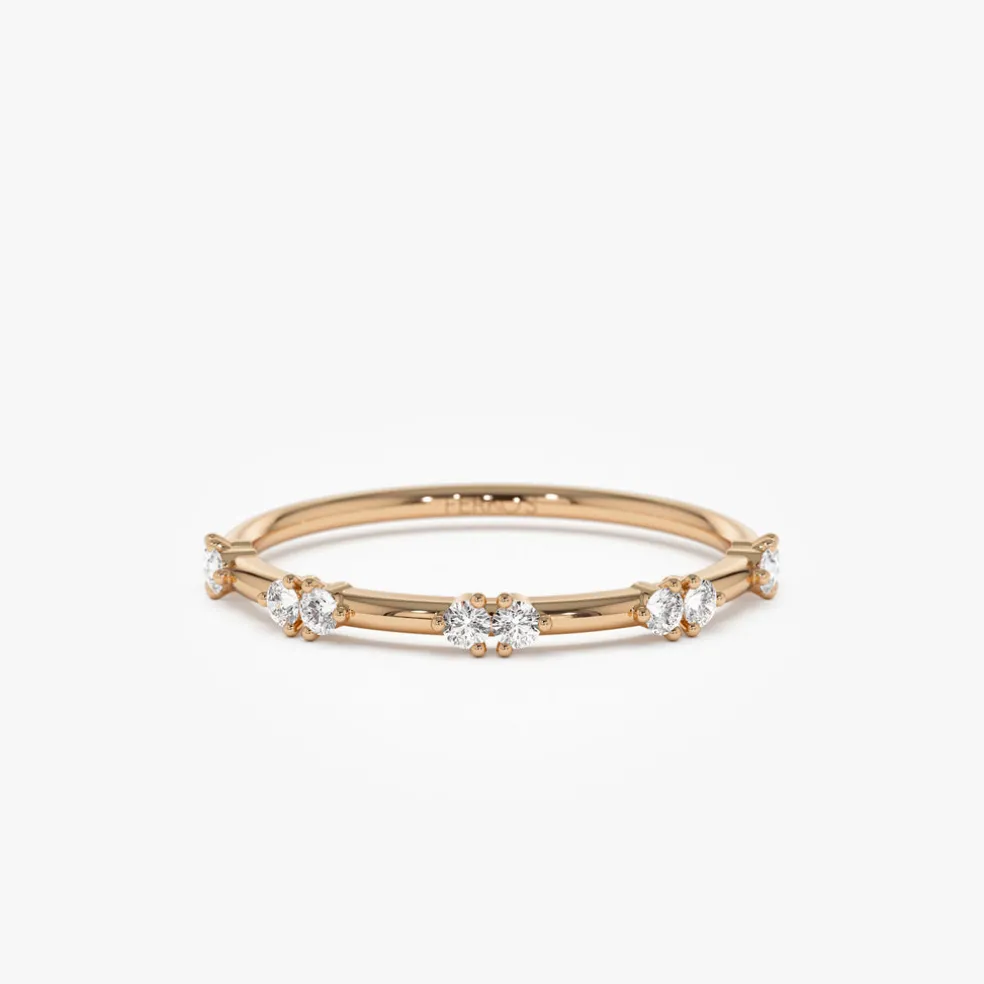 14k Dainty Stacking Diamond Wedding Band
