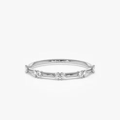 14k Dainty Stacking Diamond Wedding Band