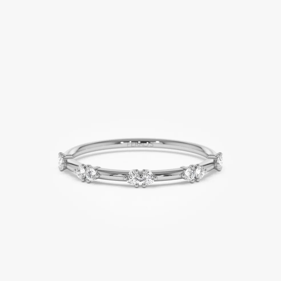 14k Dainty Stacking Diamond Wedding Band