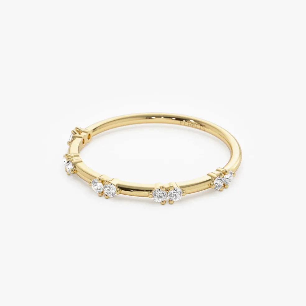 14k Dainty Stacking Diamond Wedding Band