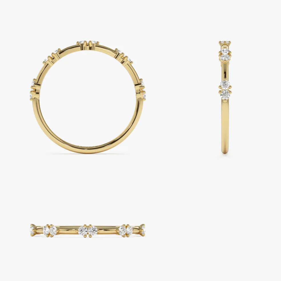14k Dainty Stacking Diamond Wedding Band