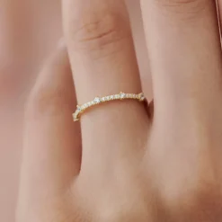 14k Dainty Stacking Diamond Wedding Band