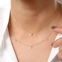 14k Dangling Diamond Solitaire Necklace