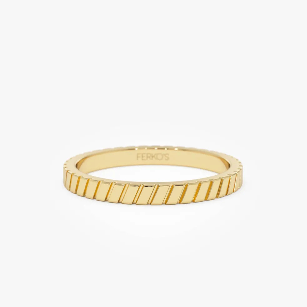 14k Diagonal Fluted Band Ring