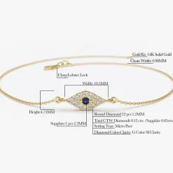 14k Diamond and Sapphire Evil Eye Bracelet