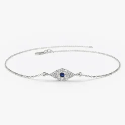 14k Diamond and Sapphire Evil Eye Bracelet