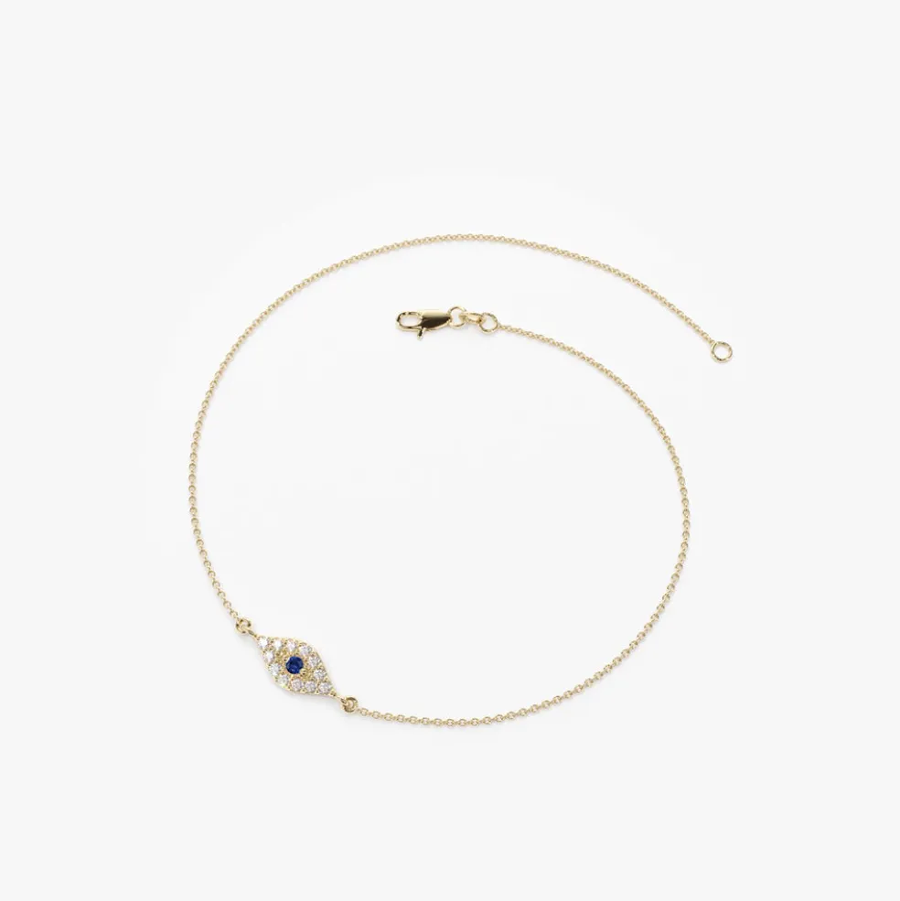 14k Diamond and Sapphire Evil Eye Bracelet