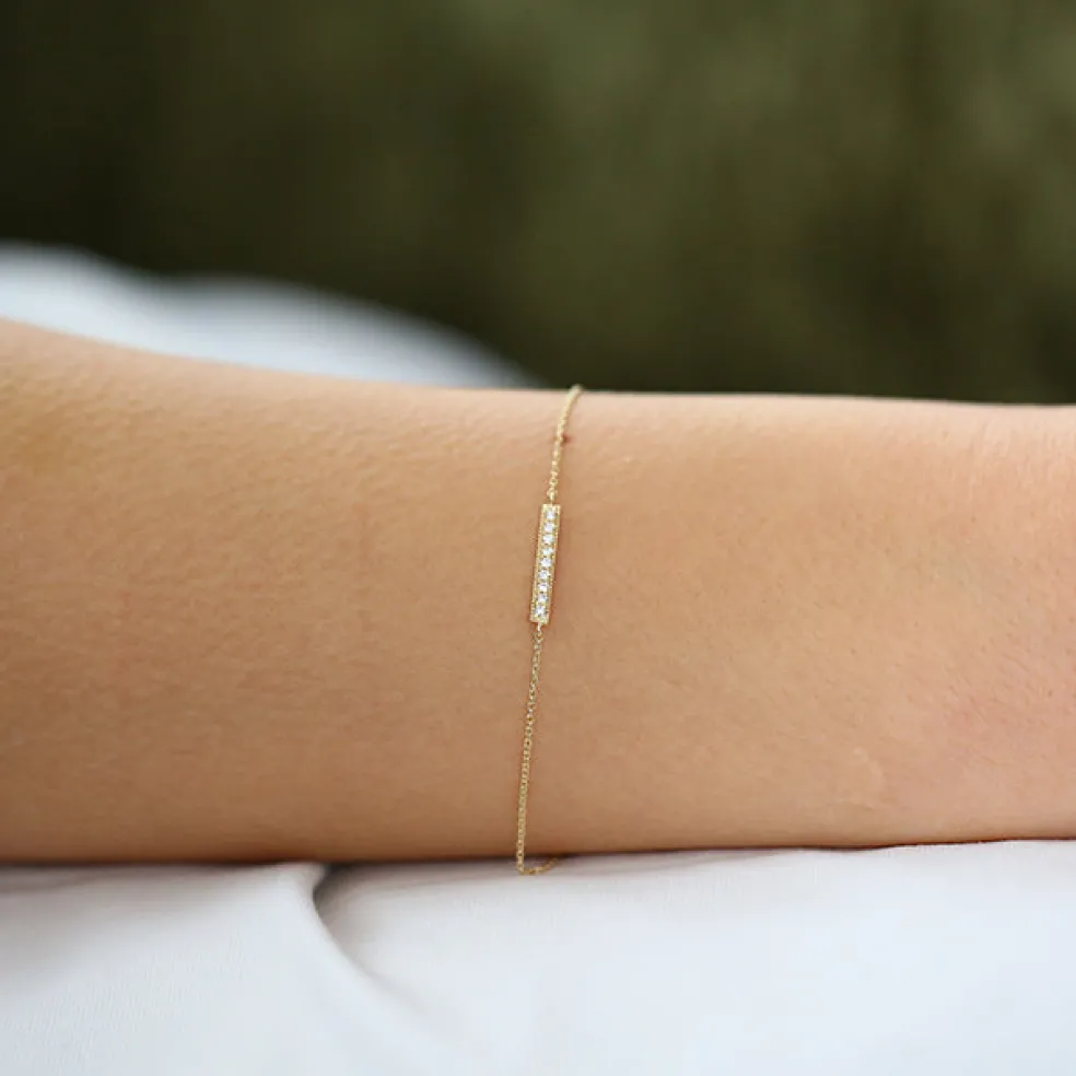 14k Diamond Bar Bracelet