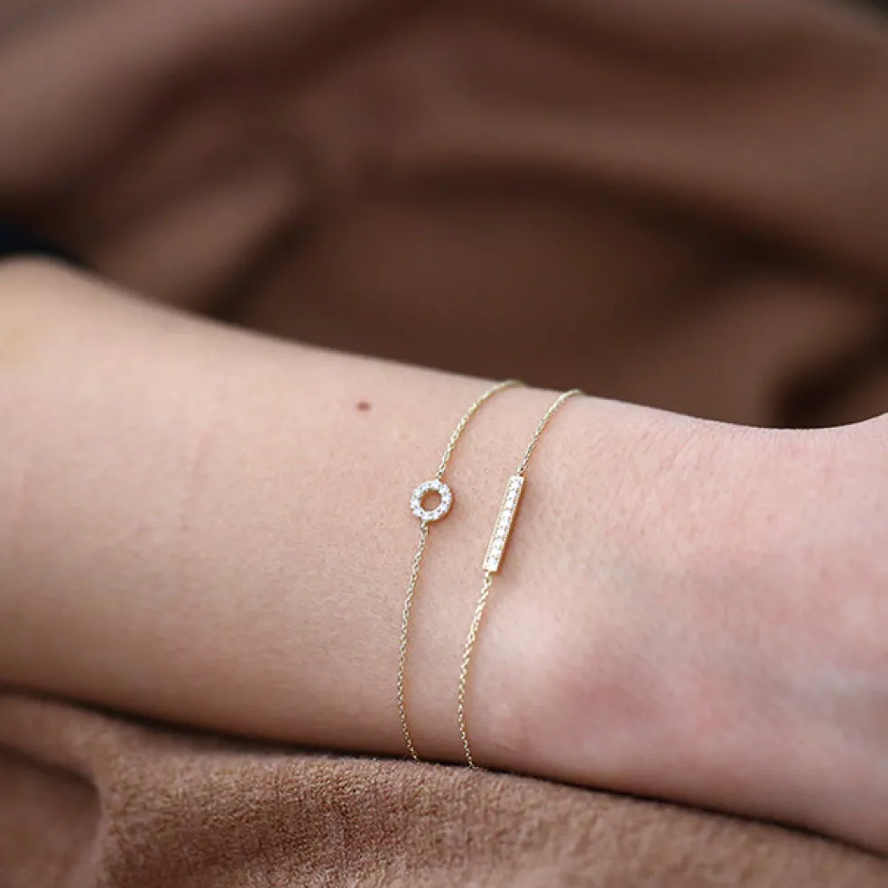 14k Diamond Bar Bracelet