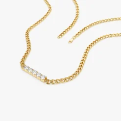 14k Diamond Bar Cuban Chain Necklace