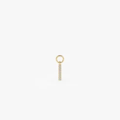 14k Diamond Bar Hoop Charm