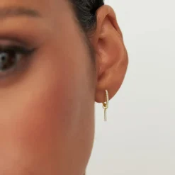 14k Diamond Bar Hoop Charm