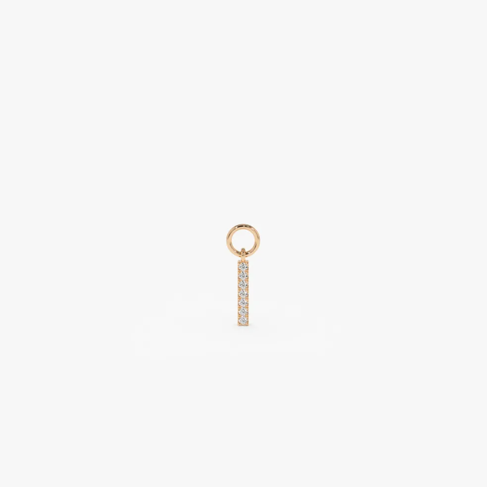 14k Diamond Bar Hoop Charm