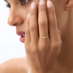 14K Diamond Bezel Twisted Engagement Ring