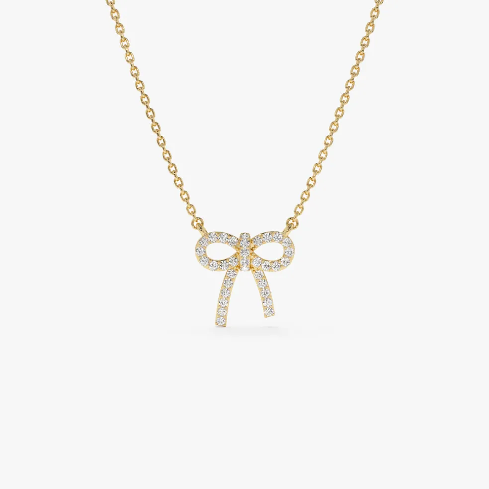 14k Diamond Bow Necklace
