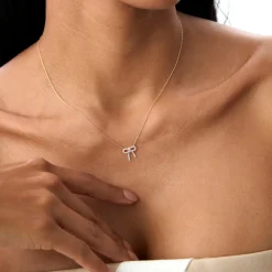 14k Diamond Bow Necklace