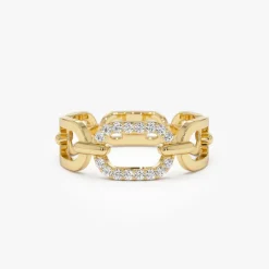 14k Diamond Buckle Chain Ring