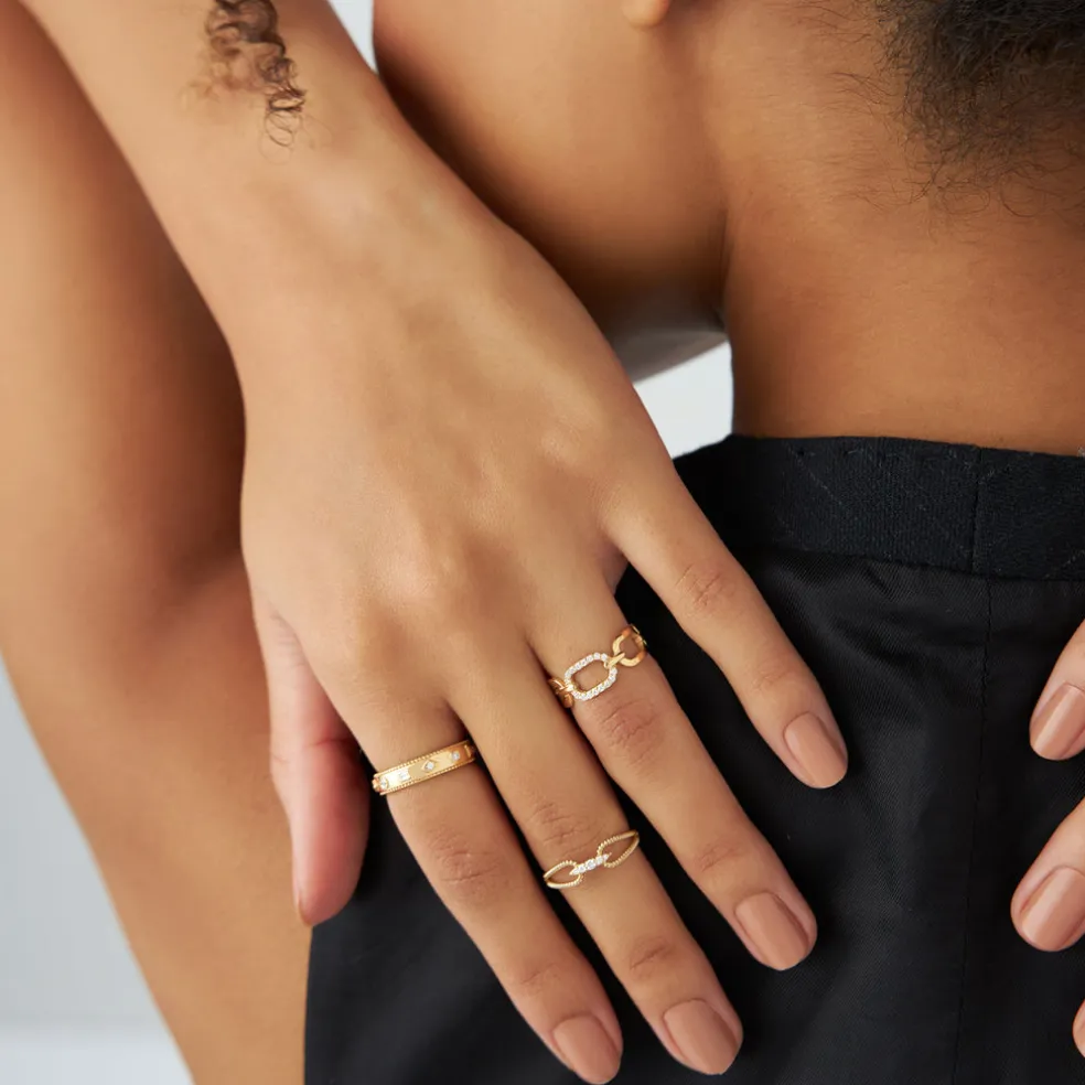 14k Diamond Buckle Chain Ring