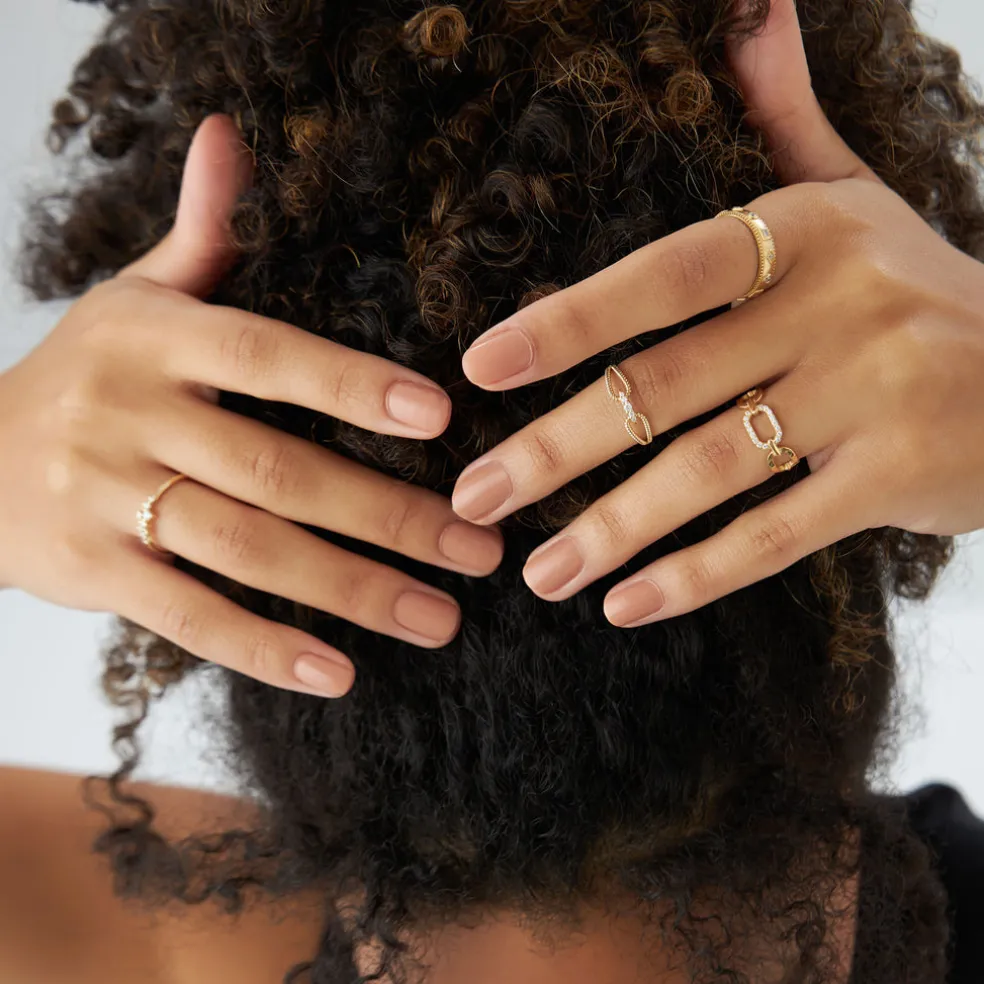 14k Diamond Buckle Chain Ring