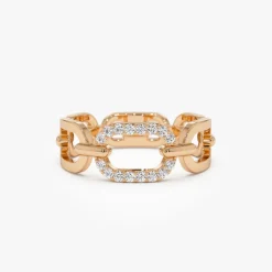 14k Diamond Buckle Chain Ring