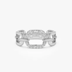 14k Diamond Buckle Chain Ring