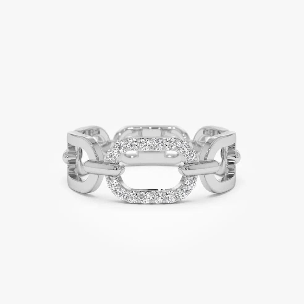 14k Diamond Buckle Chain Ring