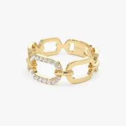14k Diamond Buckle Chain Ring