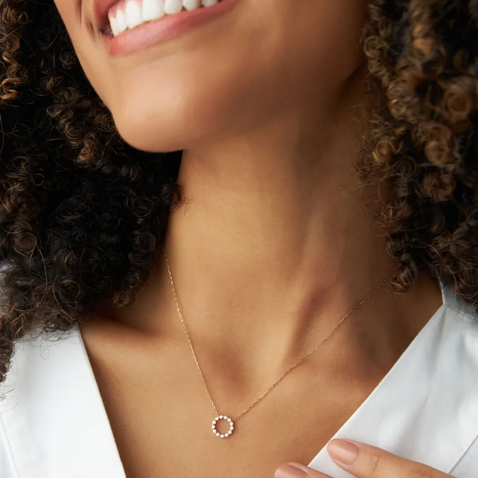 14k Diamond Circle of Life Necklace 0.25 ctw