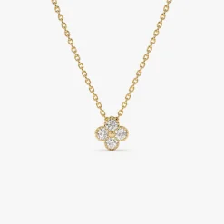 14k Diamond Clover Beaded Necklace