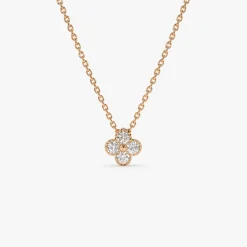 14k Diamond Clover Beaded Necklace