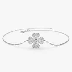 14K Diamond Clover Charm Bracelet