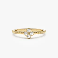 14k Diamond Clover Ring