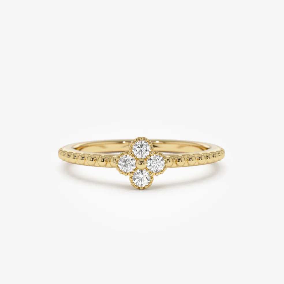 14k Diamond Clover Ring