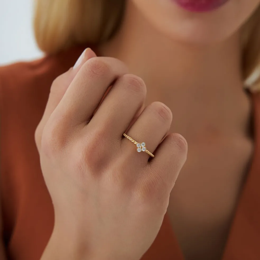14k Diamond Clover Ring