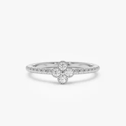14k Diamond Clover Ring