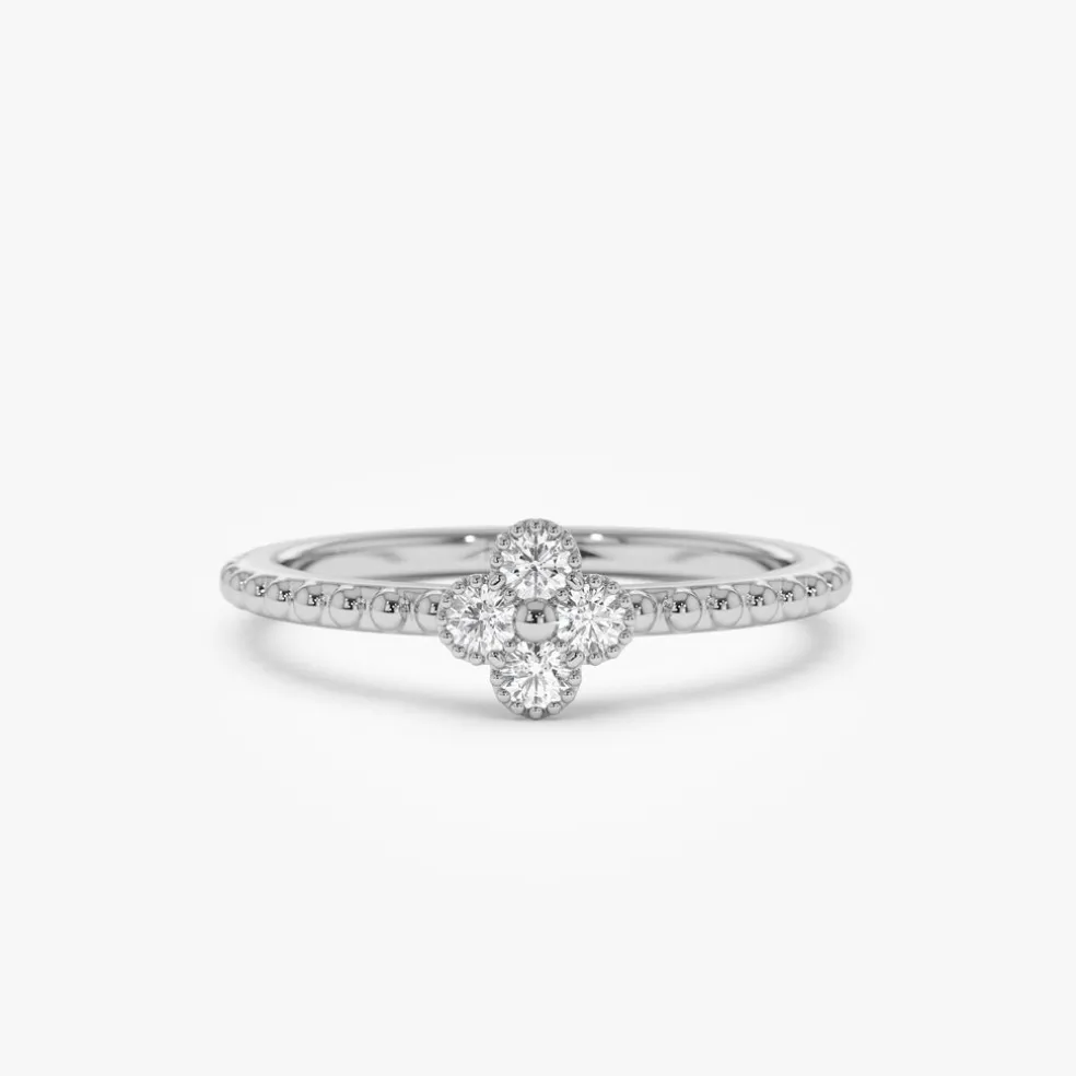 14k Diamond Clover Ring