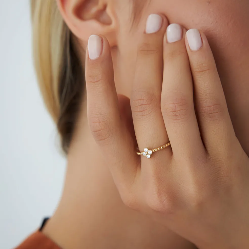 14k Diamond Clover Ring